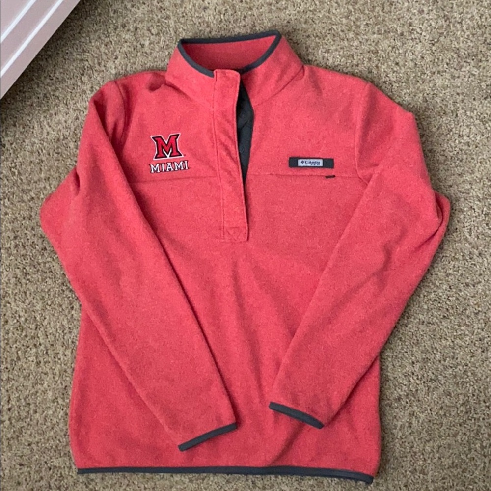 Red Columbia Miami University pullover